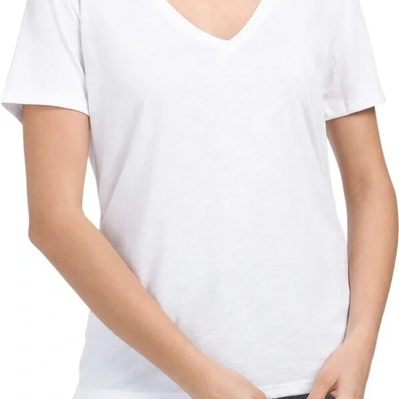 Classic White T shirt V-Neck cotton shirt Theory T shirt short sleeves Size M - Picture 2 of 3